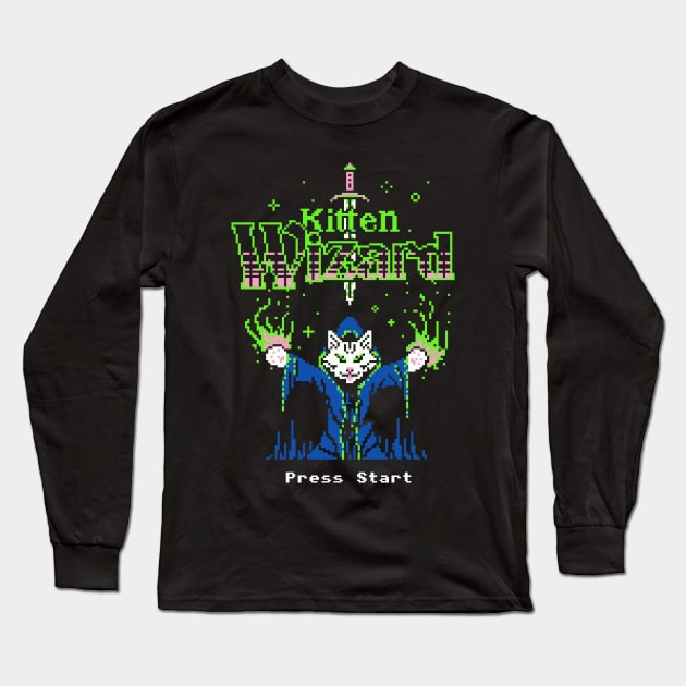 Kitten Wizard Long Sleeve T-Shirt by Hillary White Rabbit